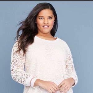 Lane Bryant Cream/Rose Gold Lace Sweater